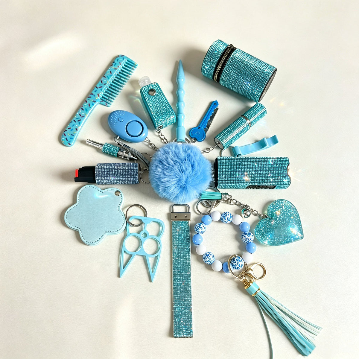 All-blue Self-defense Key Chain Set