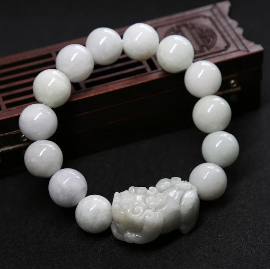 Jadeite Pixiu Bracelet With Handwoven Cord