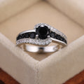 Copper Micro Inlaid Zircon Geometric Horseshoe Resizable Open Ring For Women