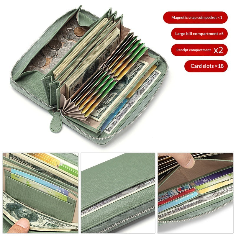 Large-capacity Women's Wallet Made Of Top-layer Cowhide