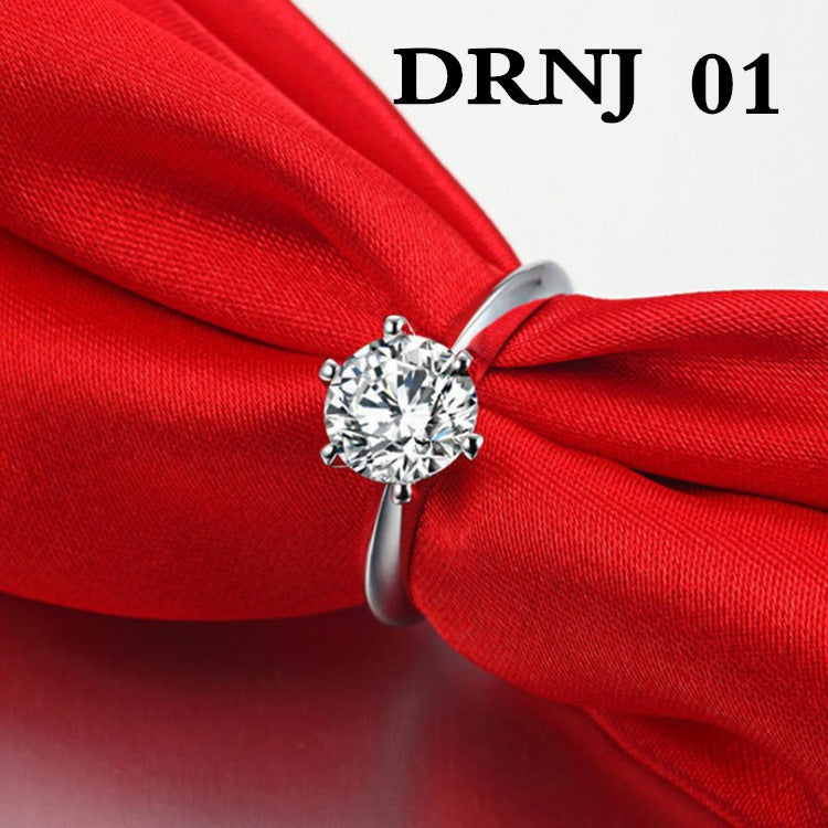 Trendy Kuaishou Influencer Live-Streamed Eight-Heart-Eight-Arrow Zirconia Imitation Moissanite Ring For Women And Men, Six-Claw Wedding Ring