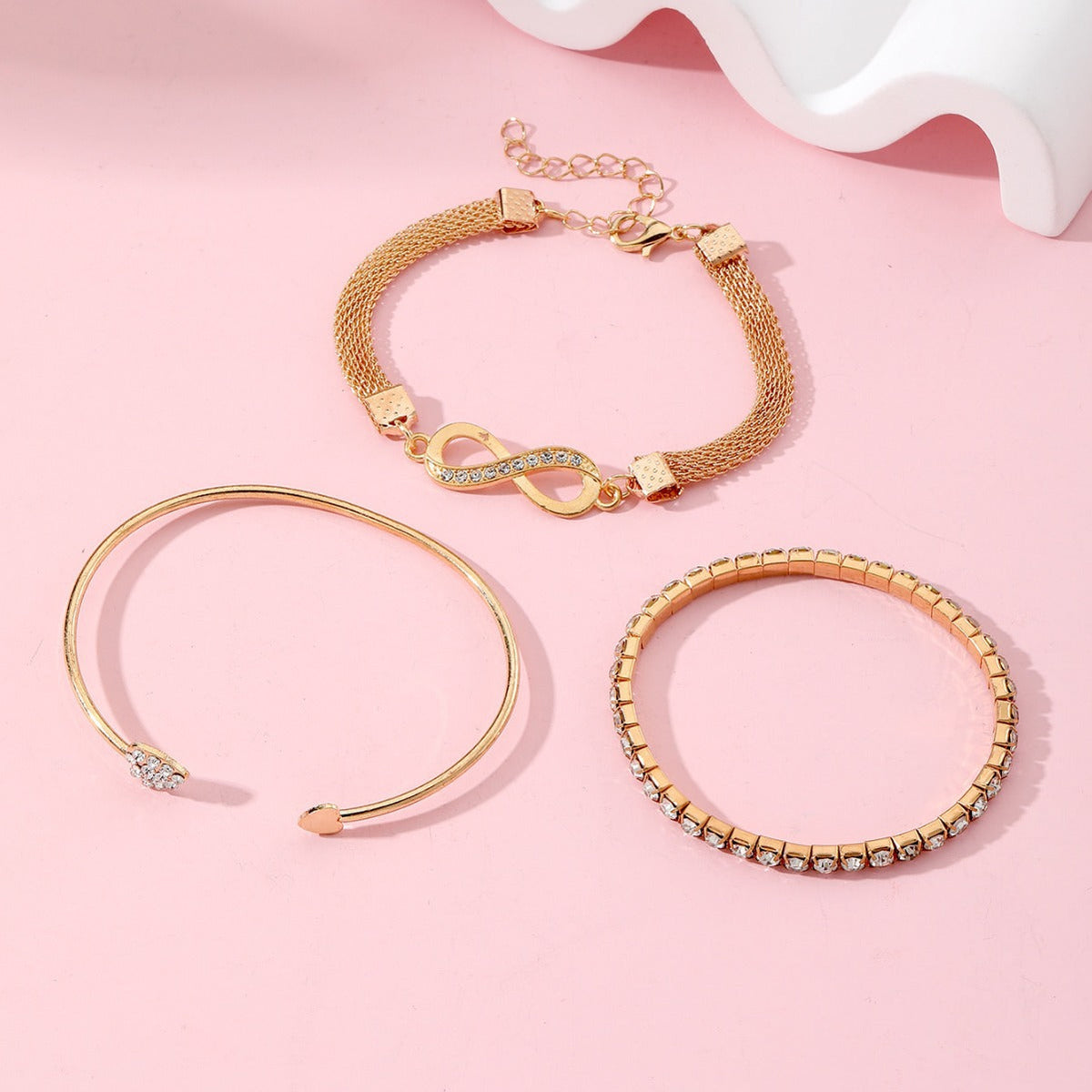 Women's 3-piece Alloy Set Featuring A Diamond-studded Infinity Symbol
