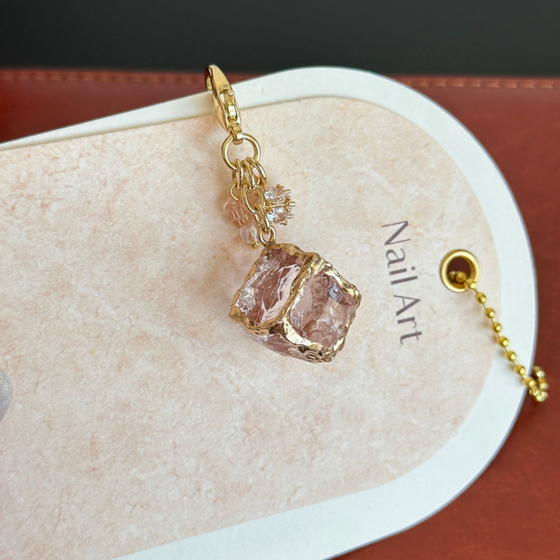 Rhinestone Block Flip-top Zipper Pull Charm For Womens Handbags