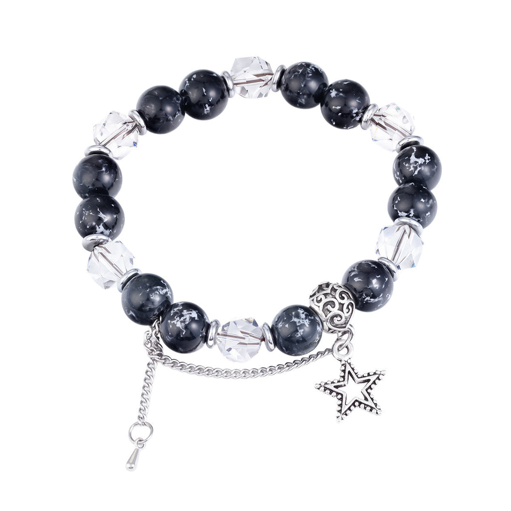 Ink Pattern Crystal Men Bracelet, Hip Hop Niche Light Luxury High-End Bangle For Women, Unique Fashion Commuter Versatile Wrist Jewelry