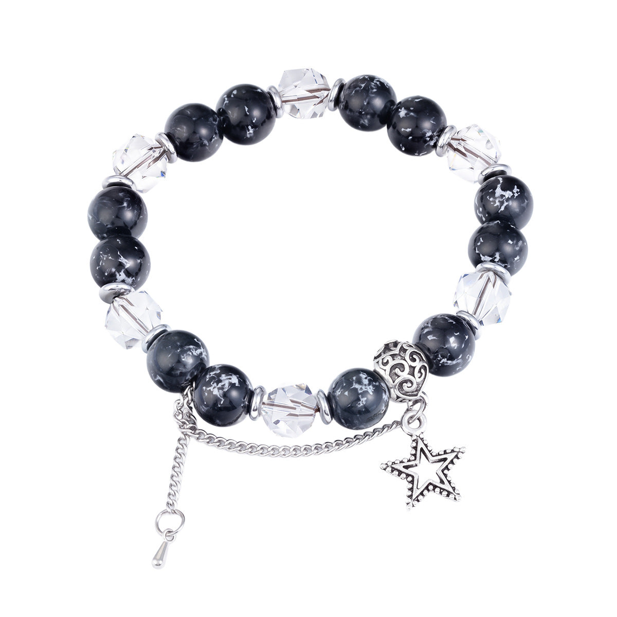 Ink Pattern Crystal Men Bracelet, Hip Hop Niche Light Luxury High-End Bangle For Women, Unique Fashion Commuter Versatile Wrist Jewelry