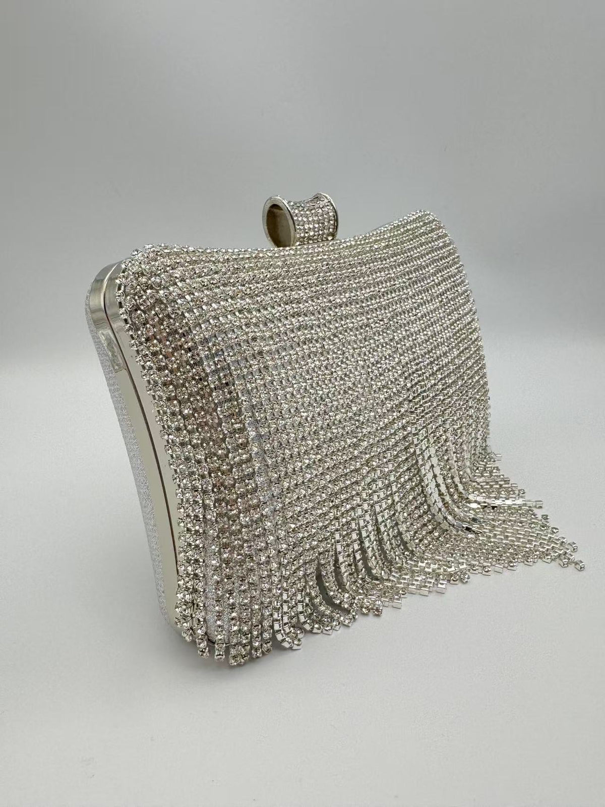 Women's Tassel Rhinestone Evening Clutch  Light Luxury Socialite Handbag, Rhinestone-Studded Top-Handle Purse & Elegant Party Clutch