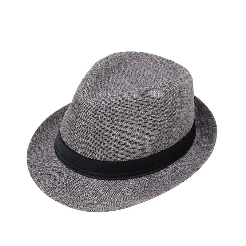 Mens And Womens Jazz Hat British-style Linen Solid-color Top Hat