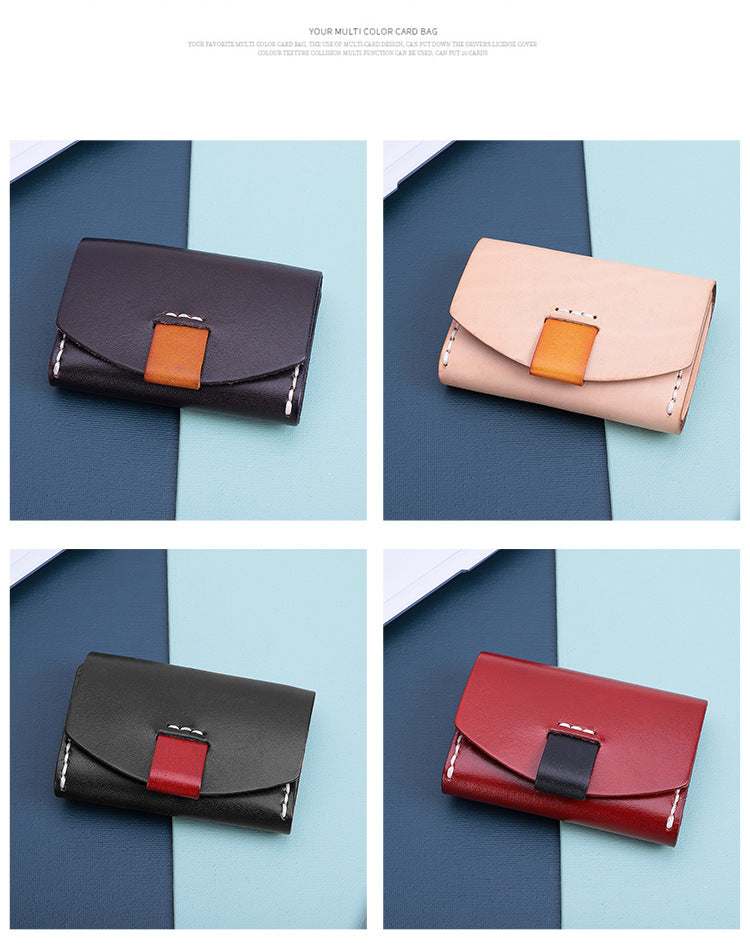 Handmade Genuine Leather Card Holder Retro Short Coin Purse
