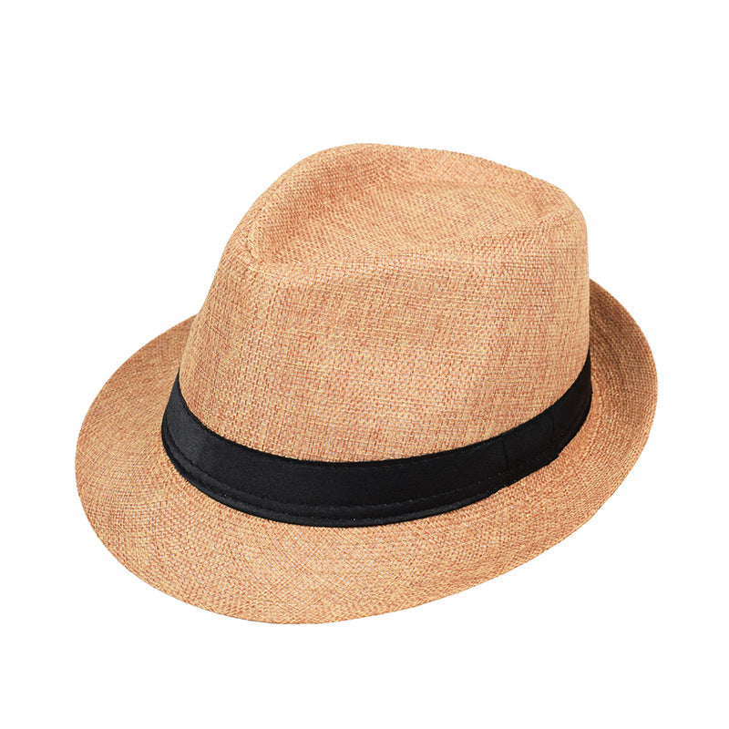 Mens And Womens Jazz Hat British-style Linen Solid-color Top Hat