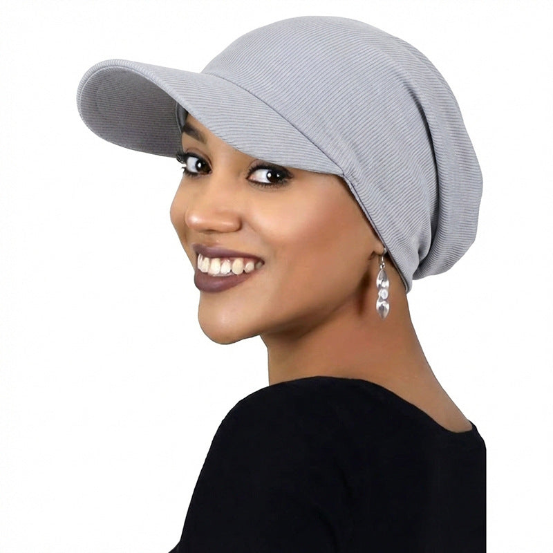 New Striped Brim Turban Hat Duck