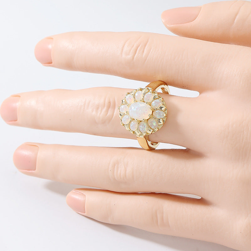Luxury Floral Cocktail Ring Bohemian Style