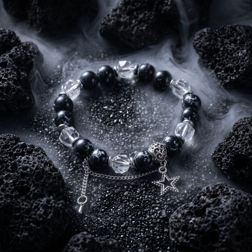 Ink Pattern Crystal Men Bracelet, Hip Hop Niche Light Luxury High-End Bangle For Women, Unique Fashion Commuter Versatile Wrist Jewelry