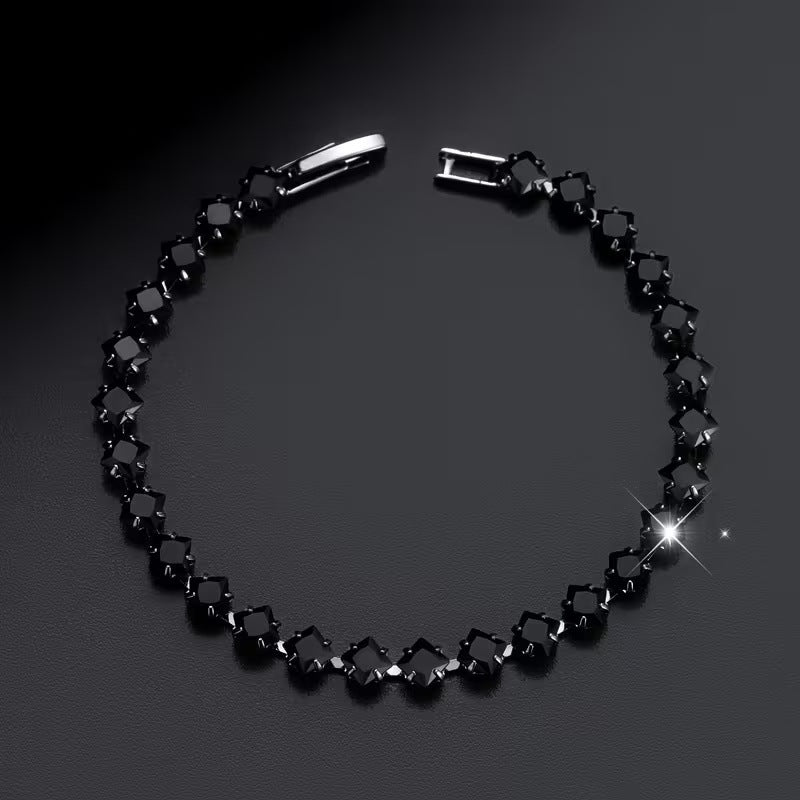 European And American Horseshoe-shaped Gun-black Zircon Bracelet