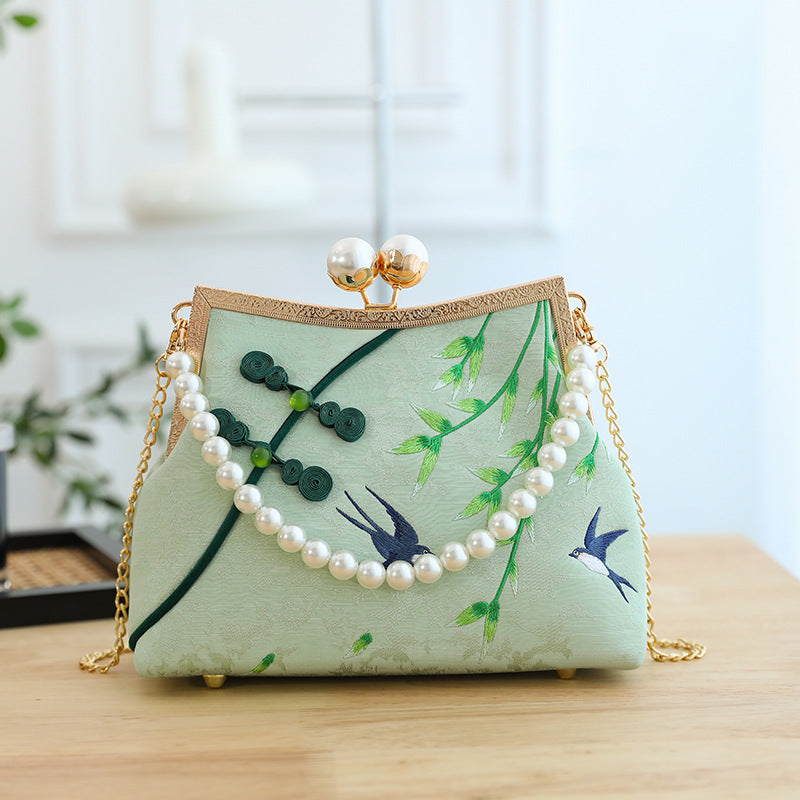 Lucky Bamboo Embroidery Handbags Women