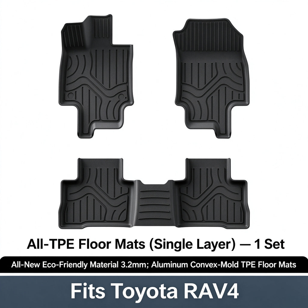 Eco Friendly TPE Floor Mats & Cargo Trunk Liner For RAV4 2019 To 2025, Custom Fit Car Floor Liners