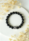 Black Obsidian White Cat Eye Bead Couple Bracelet