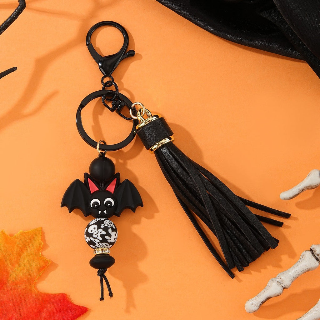 Silicone Bead PU Tassel Bracelet Keychain Pendant