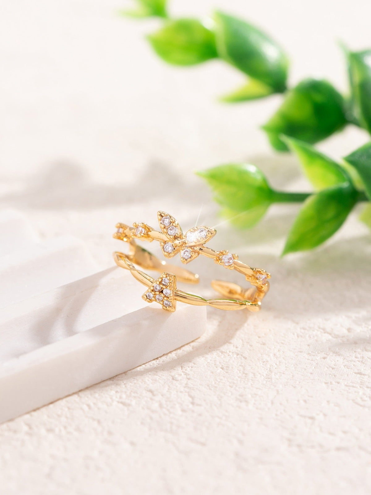 Affordable Luxury Double-layer Open Butterfly 26-letter Ring For Women