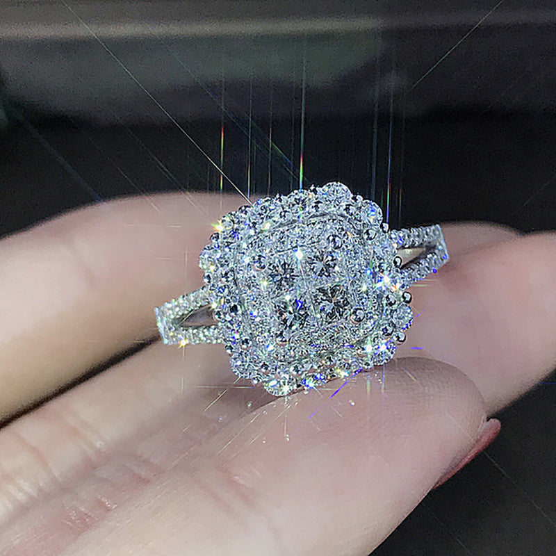 Sanjie New Classic Women's Micro Inlaid Zircon Wedding Ring Wish Popular Jewelry