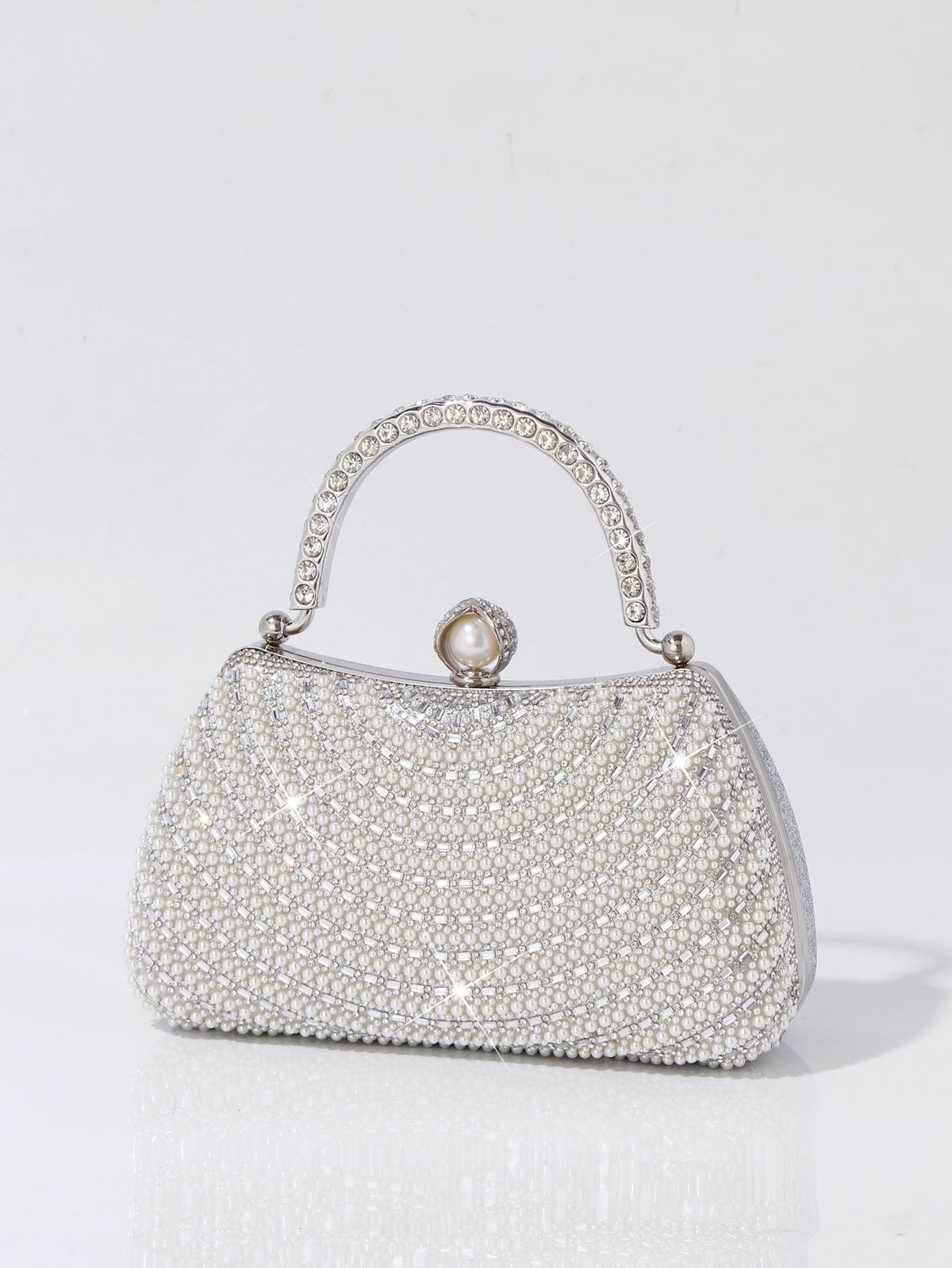 Evening Banquet Clutch With Pearl And Diamond Embellishments