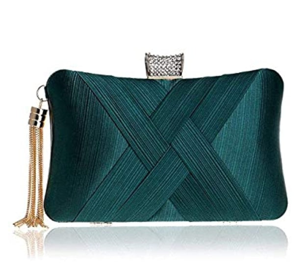 Fringed Metal Braided Diamond Buckle Banquet Evening Clutch Shoulder Bag