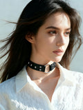 Men's And Women's Studded Leather Necklace Choker