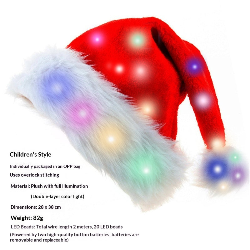 Christmas Party Plush Glowing Christmas Hat For The Elderly