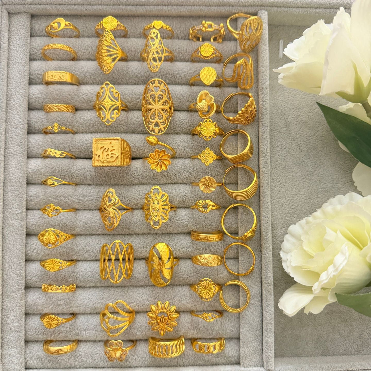 Vietnamese Real Gold-Plated Rings That Won'T Change Color When Heated, Open Rings For Men And Women, Unique And Fashionable Niche Cross-Border Jewelry