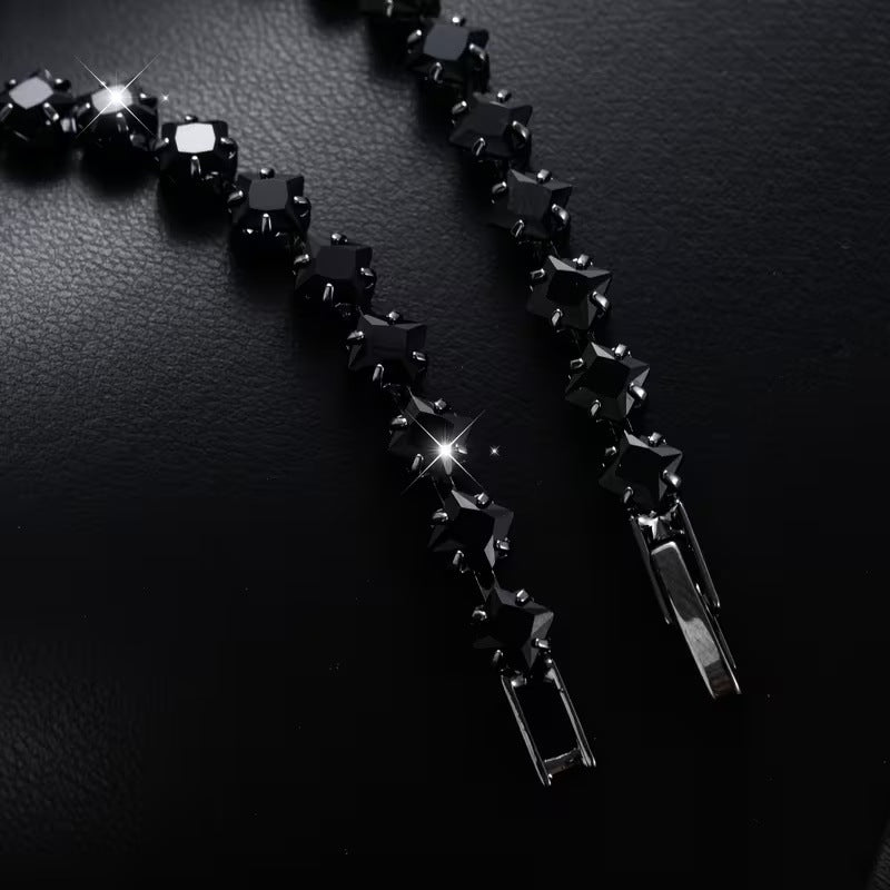 European And American Horseshoe-shaped Gun-black Zircon Bracelet