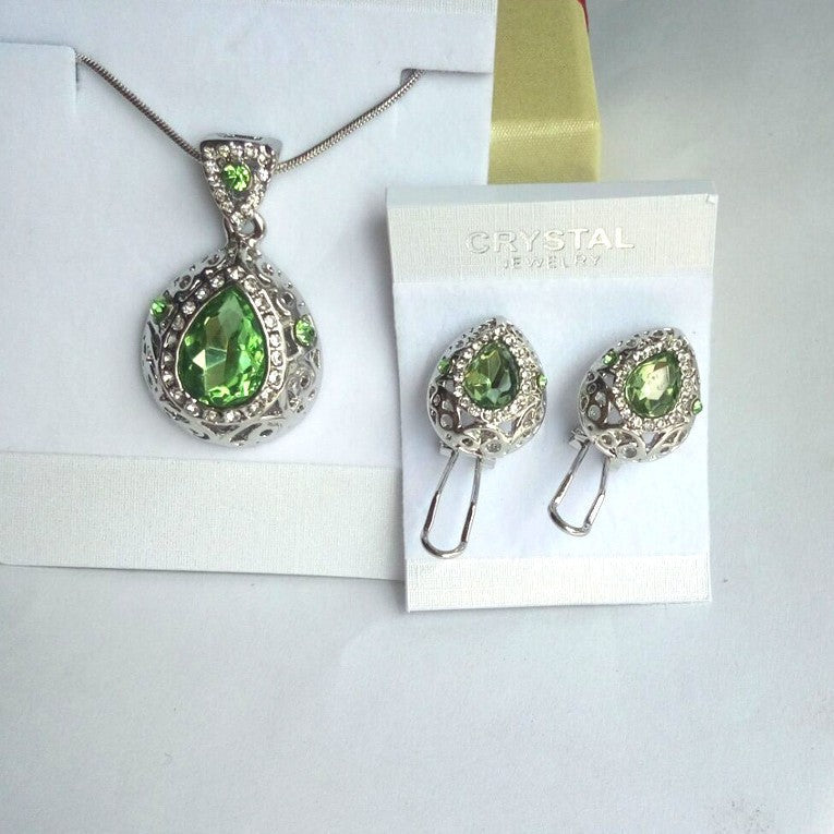 European And American Crystal Earrings And Necklace