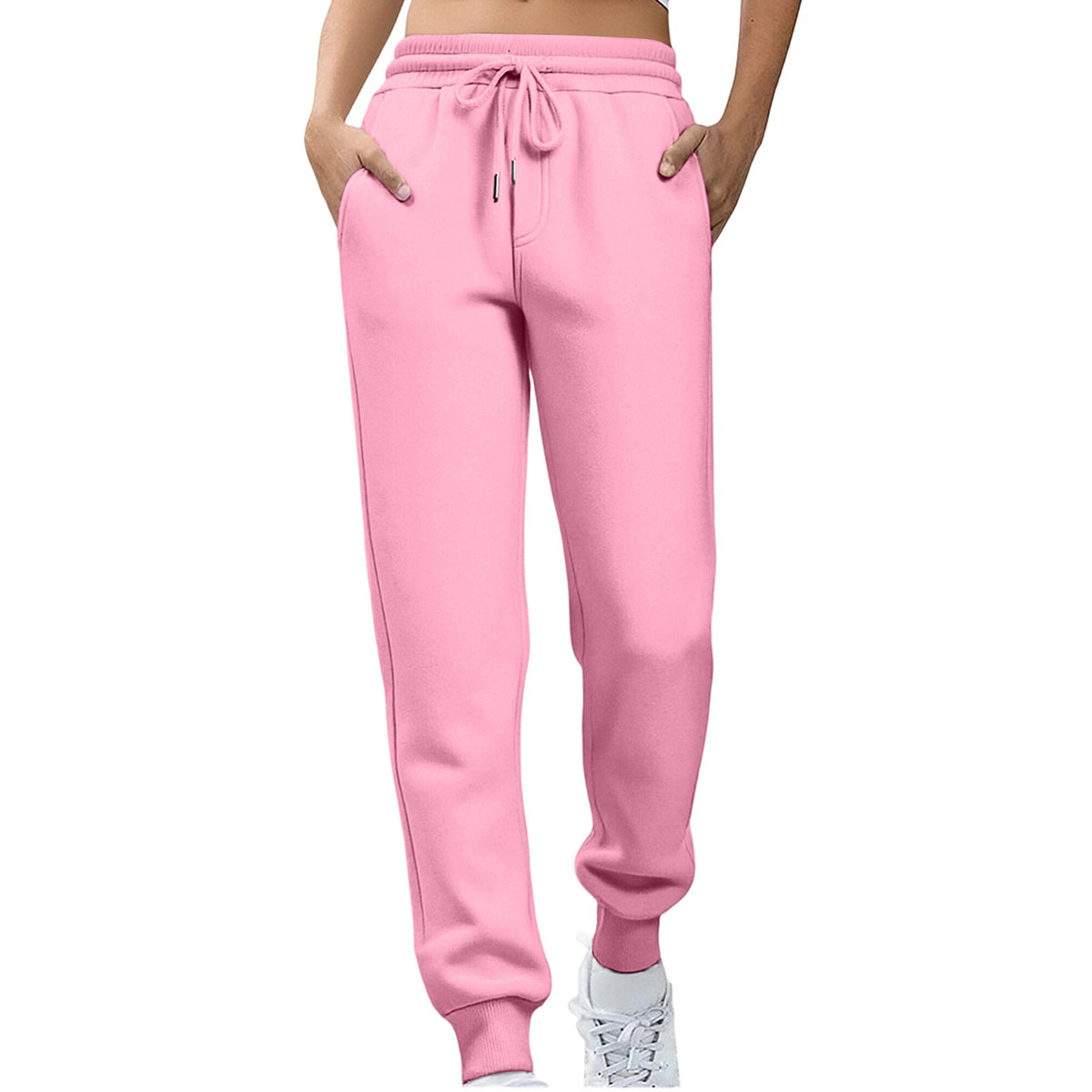 Womens Fleece Sweatpants Solid-color Joggers