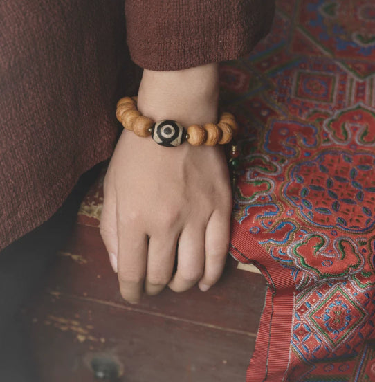 Men Tibetan Style Bodhi Seed Bead Bracelet With Dzi Beads