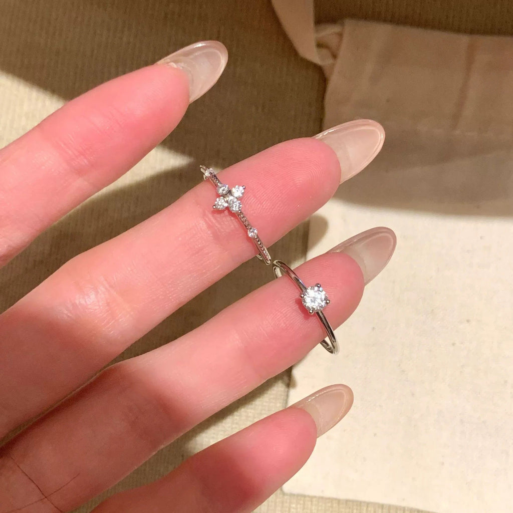 Sweet Flower Women Ring, Delicate Fashion High-End Elegant Versatile Stackable Open Band, Ins Style Index Finger Ring