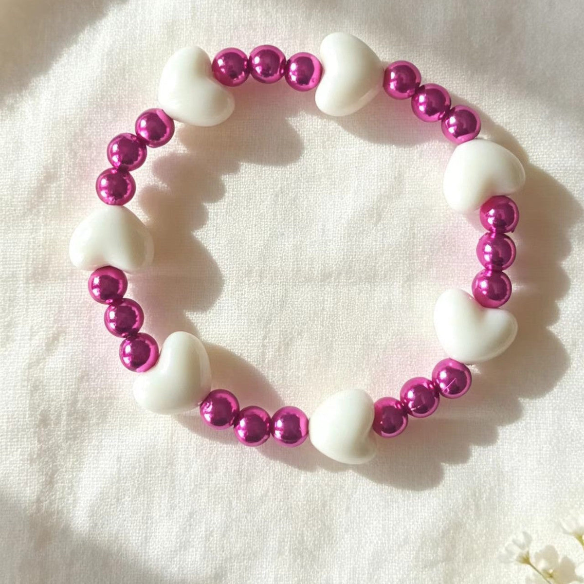 Heart Handmade Beaded Bracelet Colorful Purple