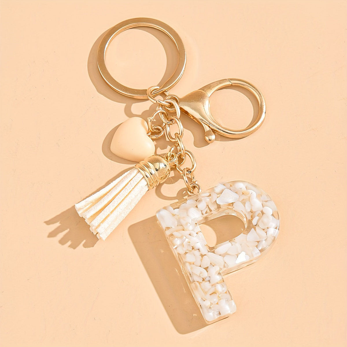 Letter Heart Tassel Keychain Bag