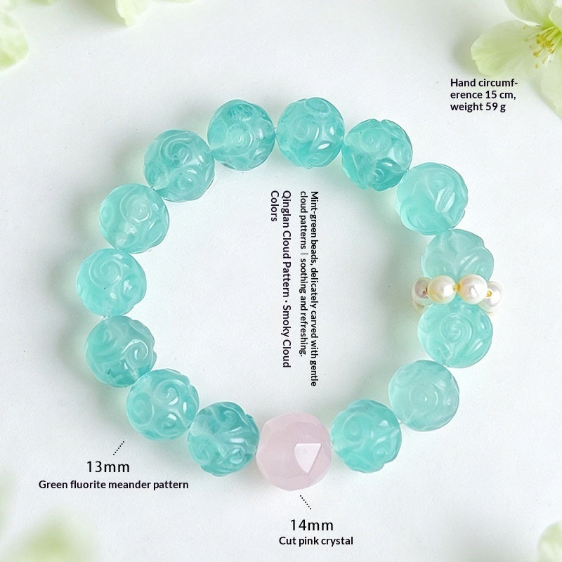 Green Fluorite Faceted Crystal Bead Bracelet