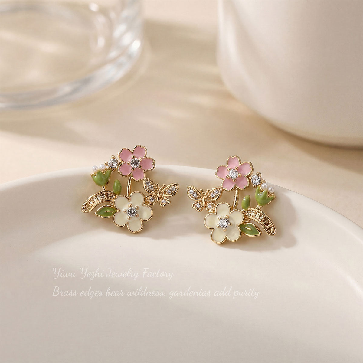 Springtime  Cherry Blossom Series Earrings For Women, Silver Needle, Sweet Floral Style, Niche High-End Earrings Wholesale