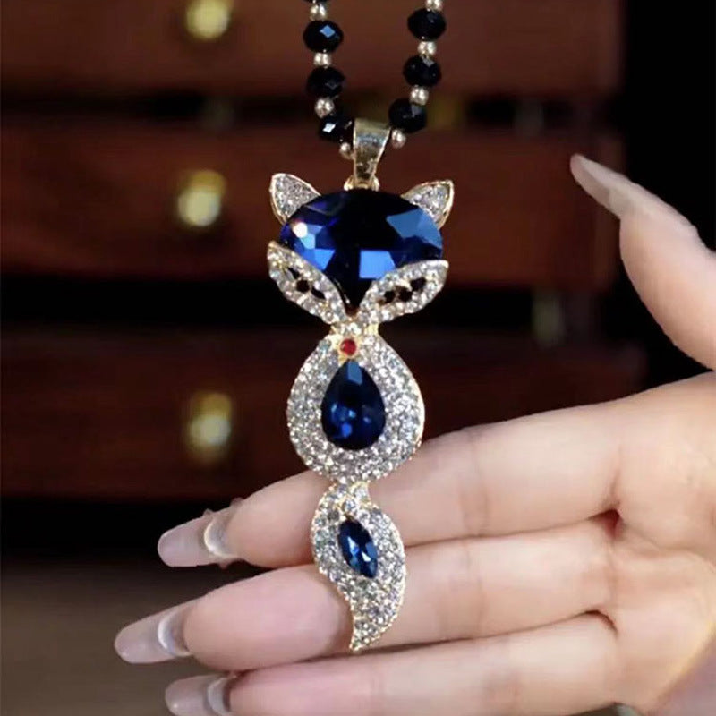 Autumn And Winter New Elegant All-match Fox Necklace Women's Exquisite Fashion Woolen Chain Long Clothes Accessories Decorative Pendant
