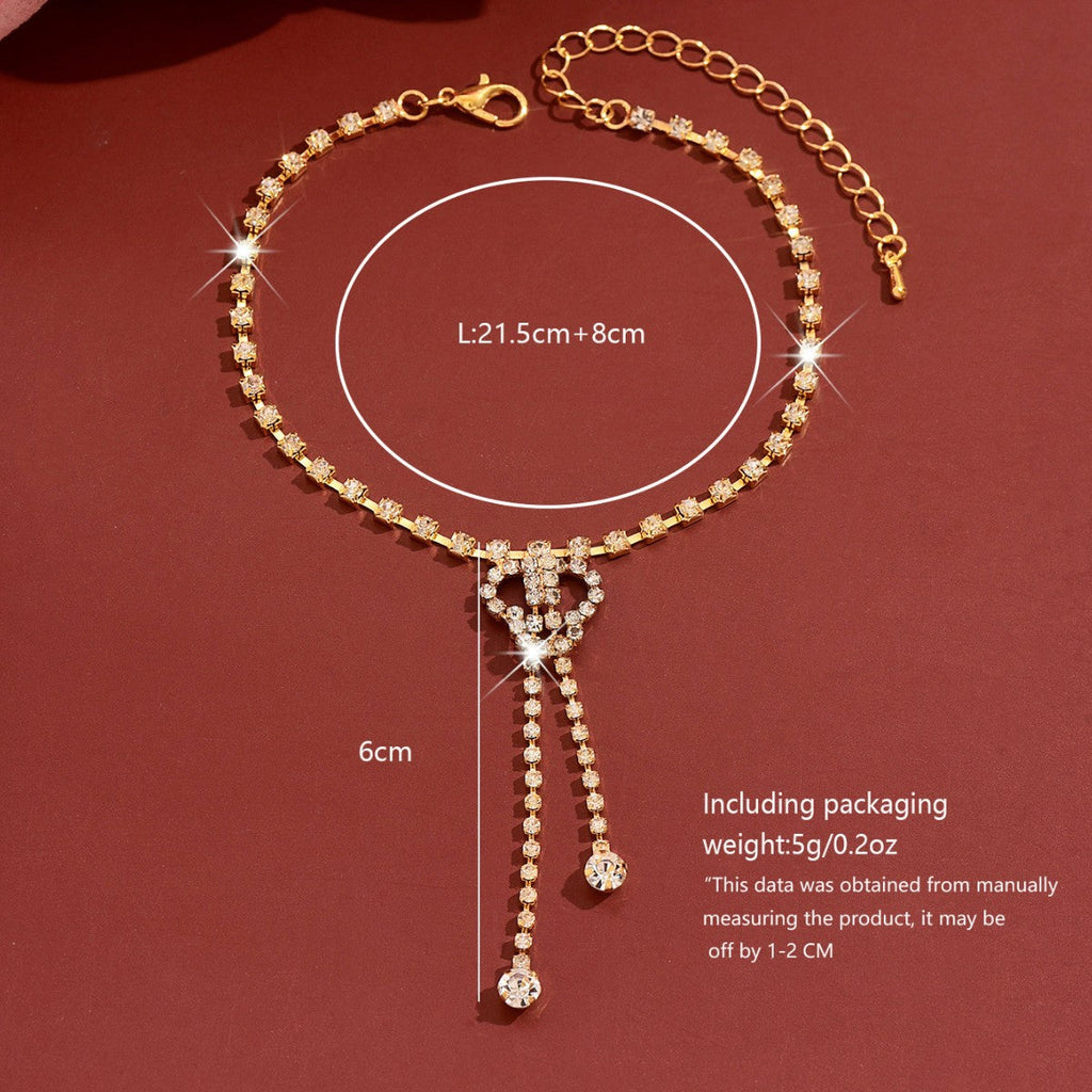 Womens Floral Rhinestone Tassel Anklet,Thin Claw Chain Costume Foot Jewelry For Beach Vacation Wear
