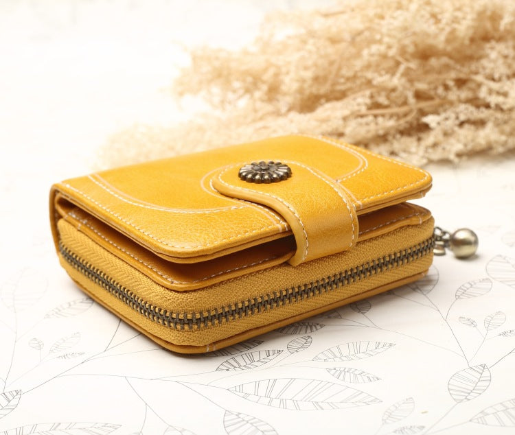Women's New Coin Purse Cross Border Source Oil Leather Clutch Retro Oil Wax Leather Coin Bag Card Holder Card Holder H828