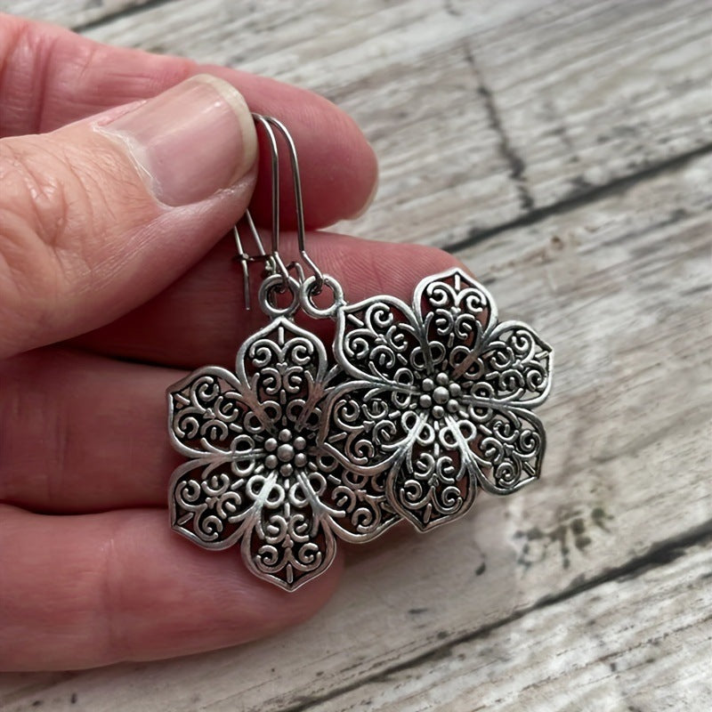 Retro Hollow Flower Earrings For Women