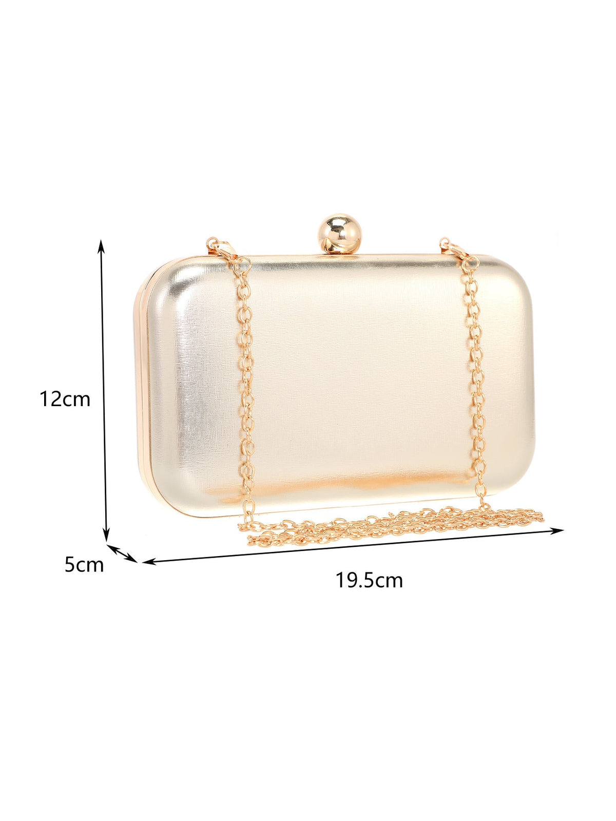 Women's Metallic Box Clutch  Minimalist Vintage Evening Bag, Structured Crossbody Purse, Gold-Foil Formal Handbag For Party & Wedding
