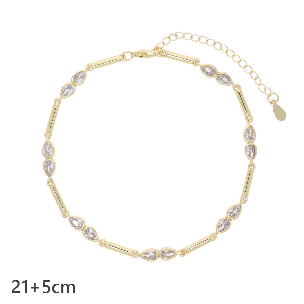New European And American-style Water-drop Zircon Anklet Niche Fashion