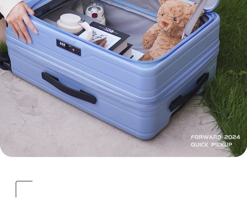 Wisteria Color--New Side-Opening Expandable 20-Inch Carry-On Rolling Suitcase 26-Lock Travel Luggage 24-Large Capacity Leather Bag For Men And Women