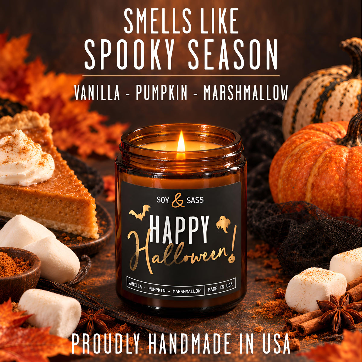 Sweet & Spooky Pumpkin Marshmallow Candle