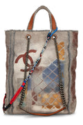 Art Attack Chic Chanel Pre-Loved Beige Canvas Graffiti Tote, Grey