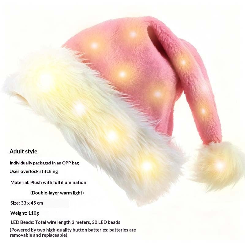 Christmas Party Plush Glowing Christmas Hat For The Elderly
