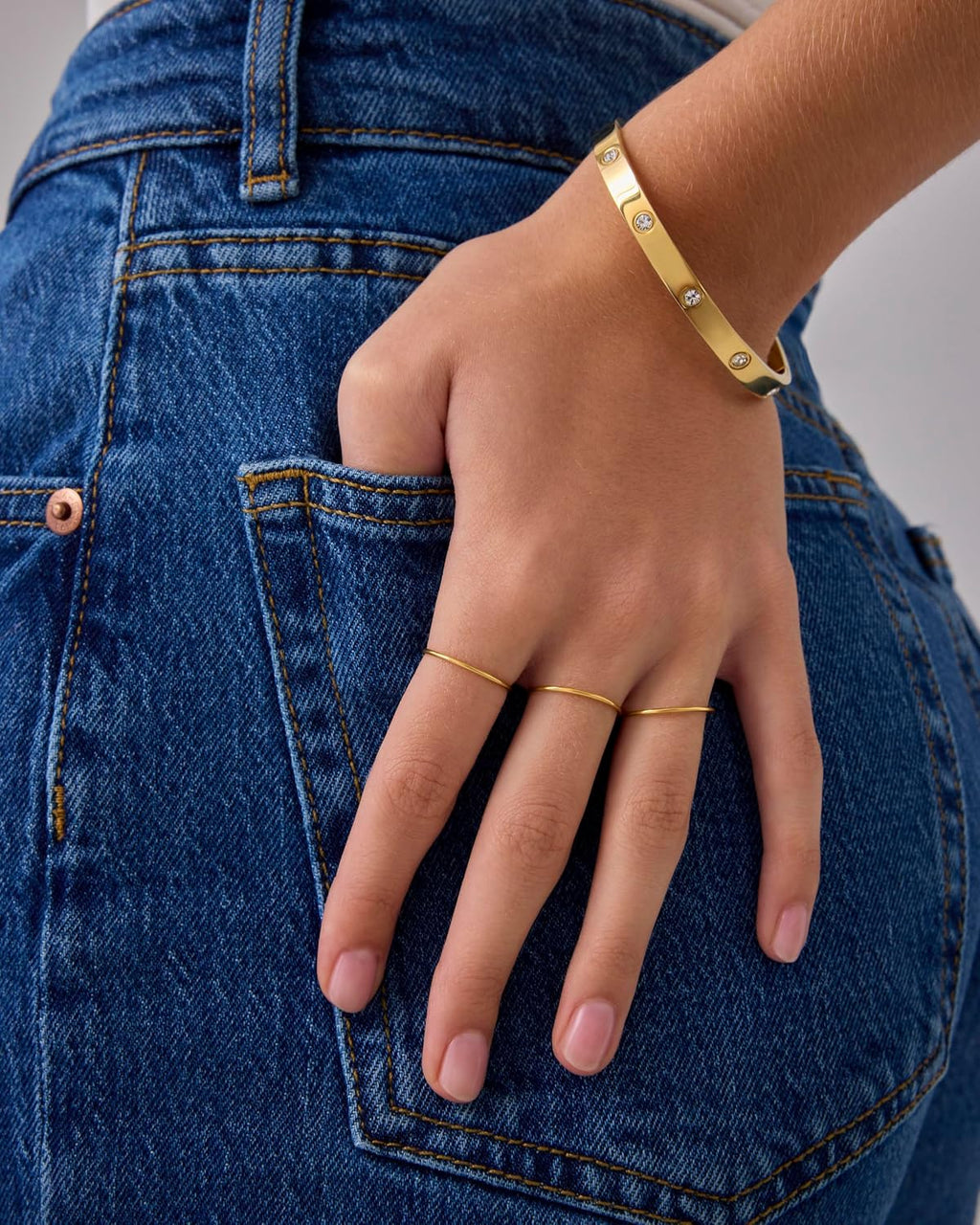 Stack & Slay – 14K Gold Thin Ring Set of 4