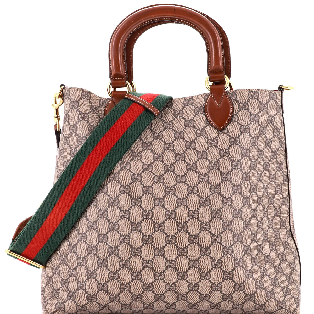 Gucci, Pre-Loved Reversible Web Tote, Brown