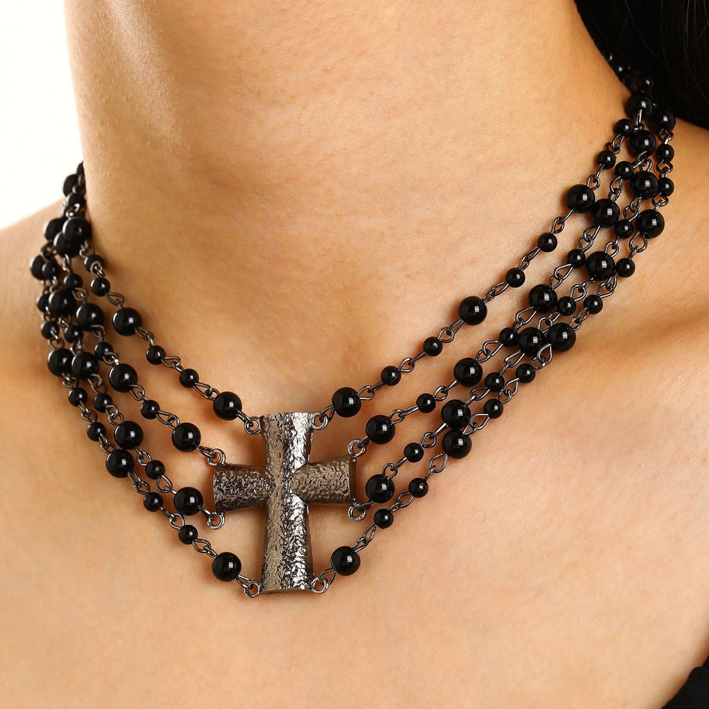 Retro Layered Round-bead Chain Choker